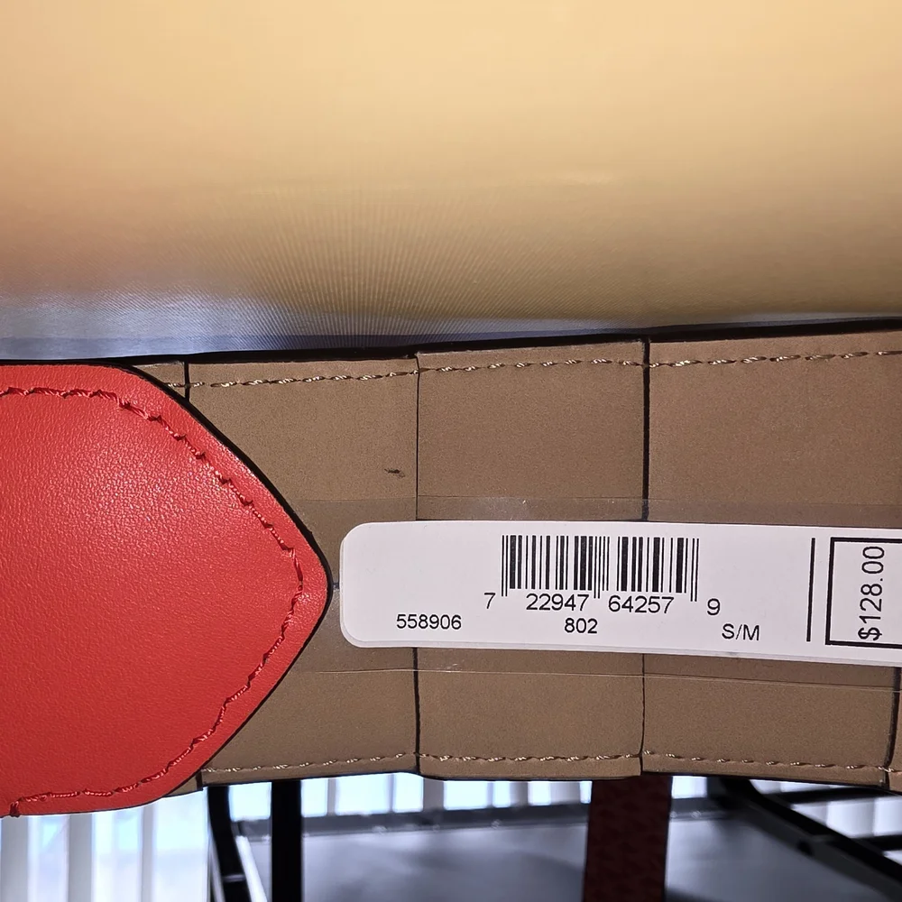 MICHAEL Michael Kors Woven Leather Belt In Optic Orange Size S/M - Picture 4 of 4